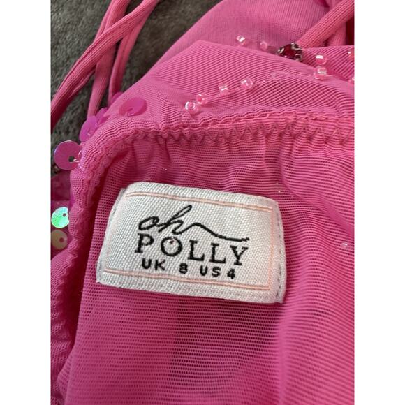 Oh Polly x Bratz Pink Luna Dress Size 4 Sequin Halter Backless Party MiniY2K - Picture 8 of 9